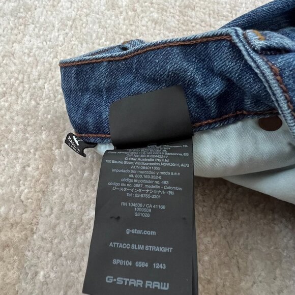 G-Star Raw Attacc Slim Straight Button Fly Jeans 36 Blue - Picture 11 of 11